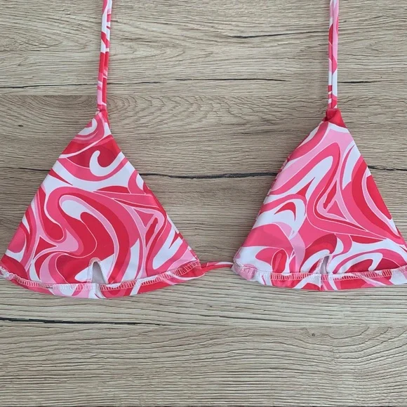 2/$16 pink swirl triangle tie back bikini top - Picture 2 of 4
